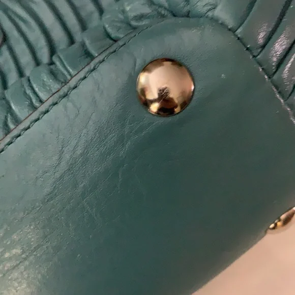 COACH turquoise blue ruffled leather luxury shoulder bag in excellent condition - Picture 4 of 9